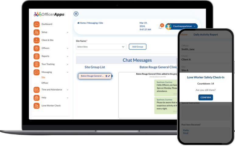 laptop and mobile app officerreports